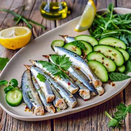 Салат с сардинами и огурцом